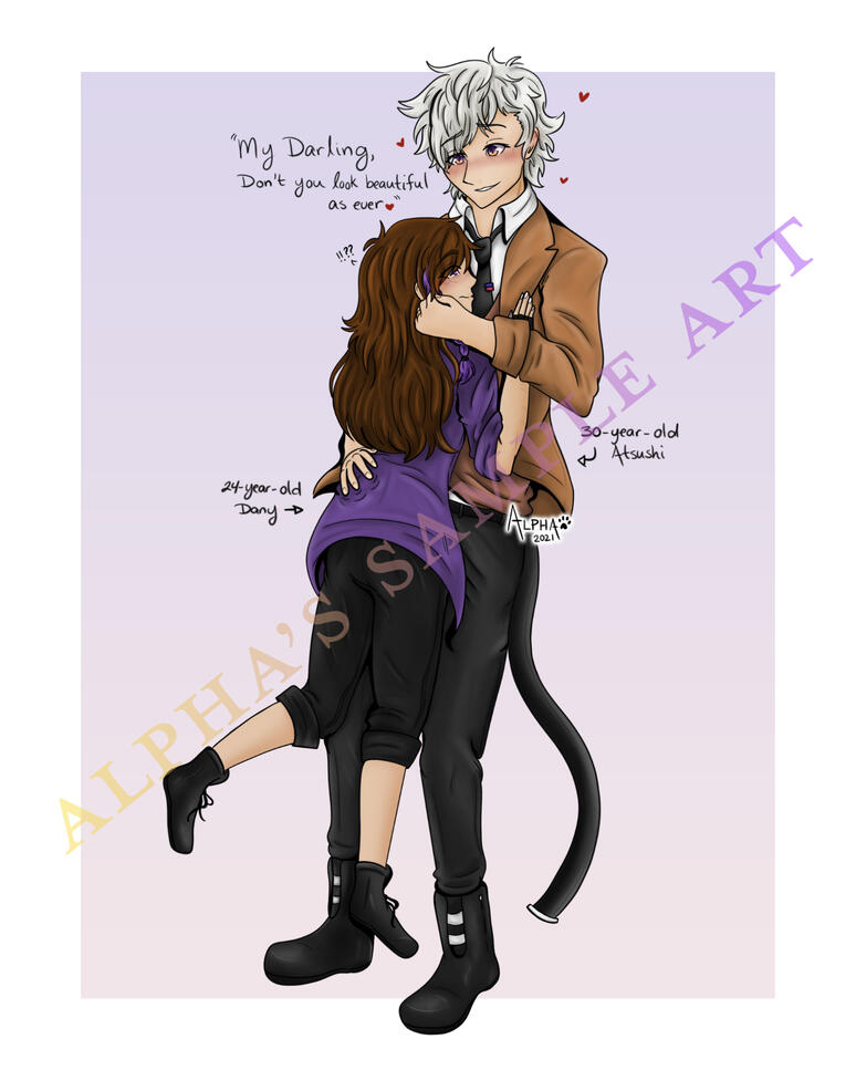 Full Body + Extra Character Shaded, Flat Gradient Background